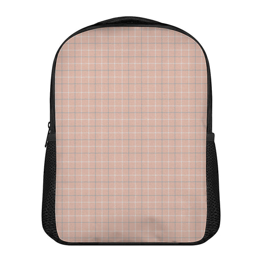 Pastel Orange Tattersall Pattern Print Casual Backpack