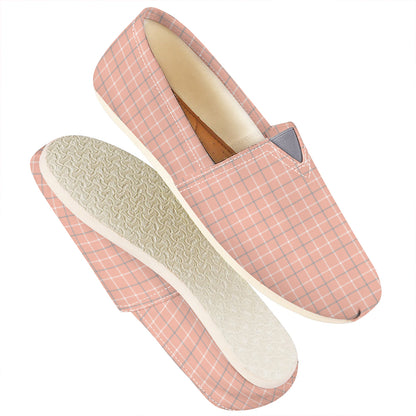 Pastel Orange Tattersall Pattern Print Casual Shoes