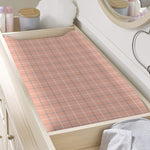 Pastel Orange Tattersall Pattern Print Changing Pad Cover