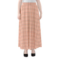 Pastel Orange Tattersall Pattern Print Chiffon Maxi Skirt