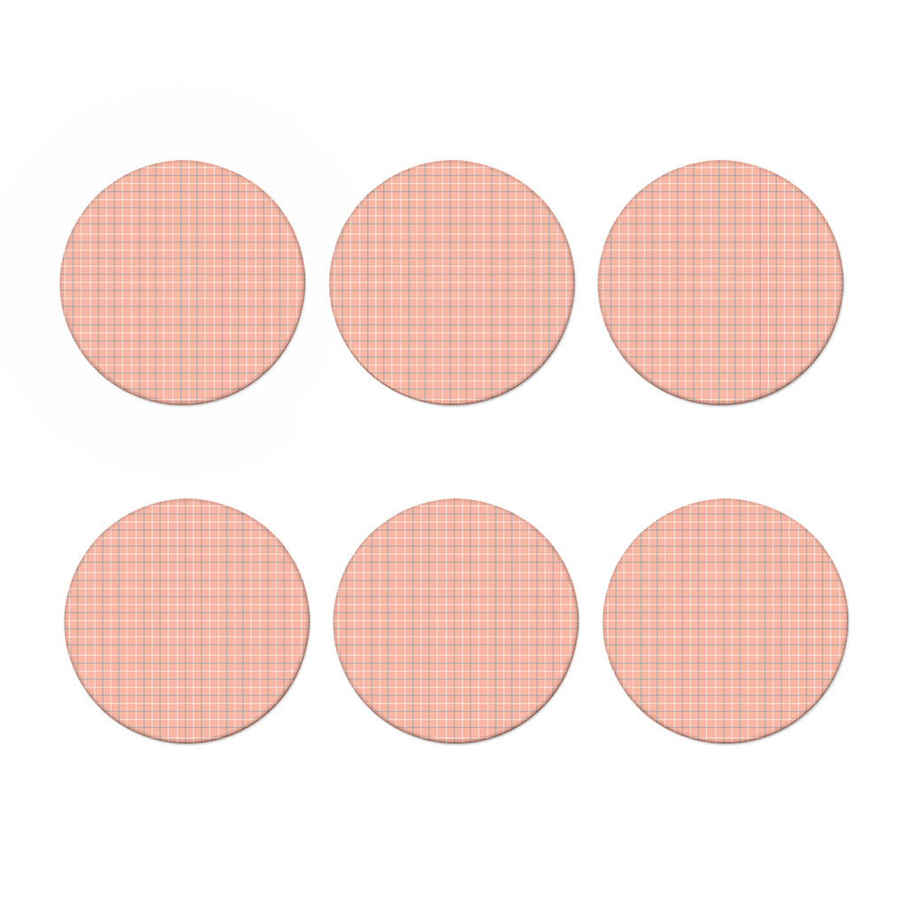 Pastel Orange Tattersall Pattern Print Coaster Set