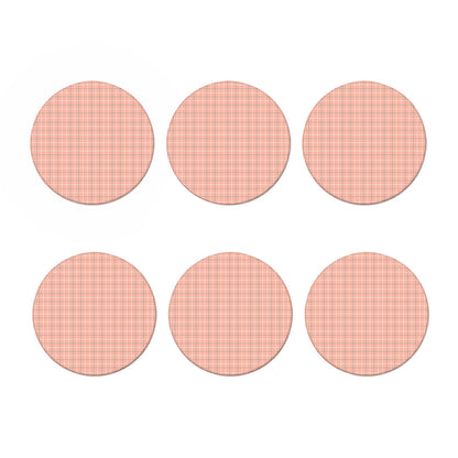 Pastel Orange Tattersall Pattern Print Coaster Set