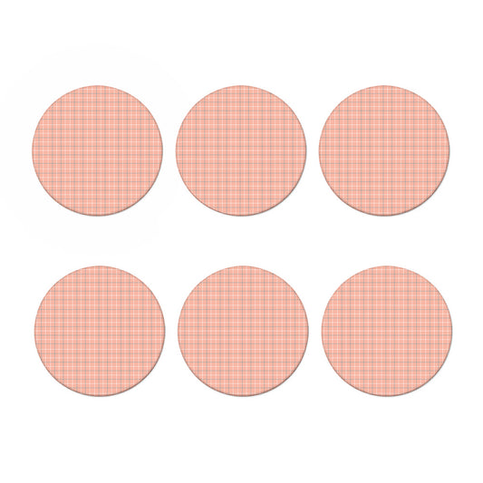 Pastel Orange Tattersall Pattern Print Coaster Set