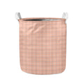 Pastel Orange Tattersall Pattern Print Collapsible Laundry Basket