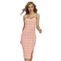 Pastel Orange Tattersall Pattern Print Cross Back Cami Dress