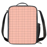 Pastel Orange Tattersall Pattern Print Crossbody Lunch Bag