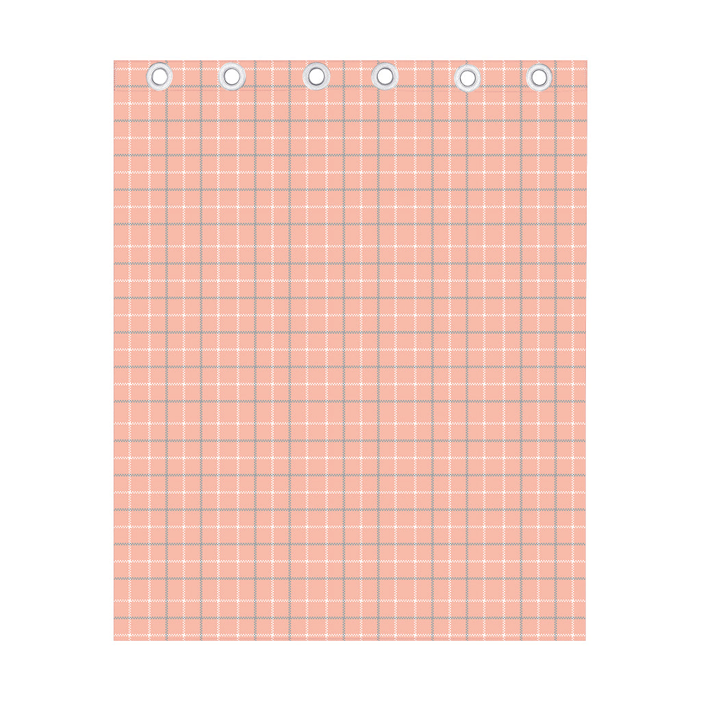 Pastel Orange Tattersall Pattern Print Curtain