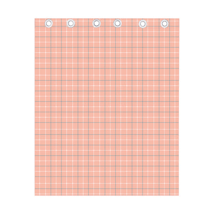 Pastel Orange Tattersall Pattern Print Curtain