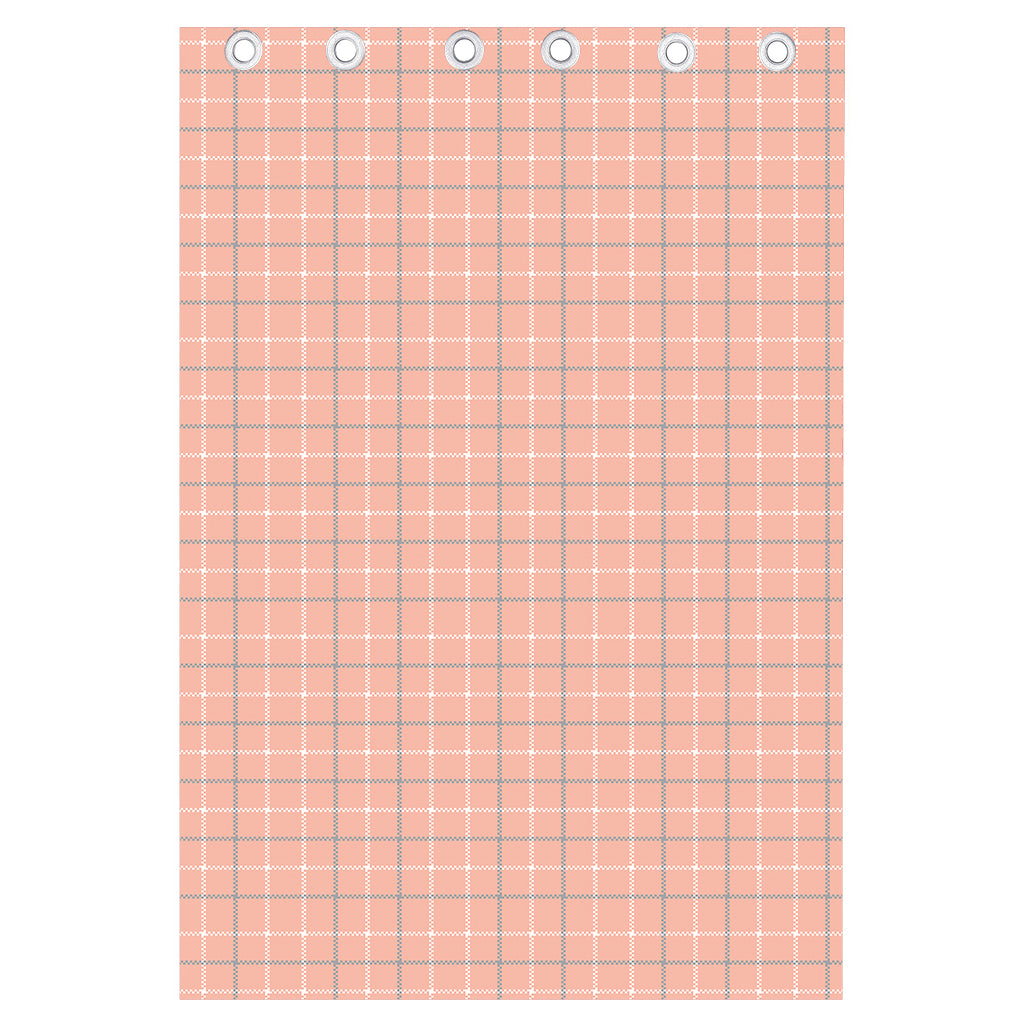 Pastel Orange Tattersall Pattern Print Curtain