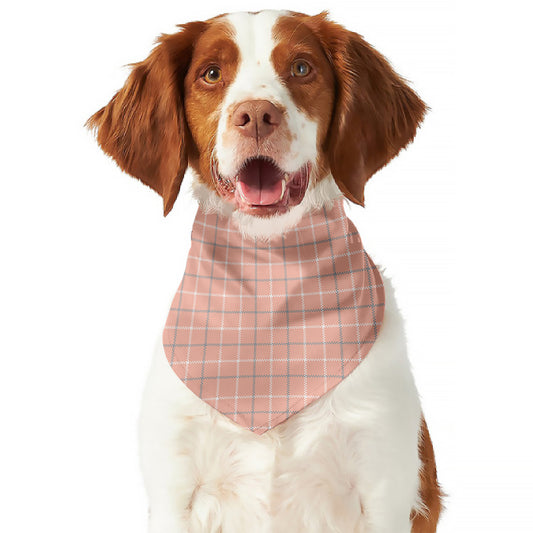 Pastel Orange Tattersall Pattern Print Dog Bandana