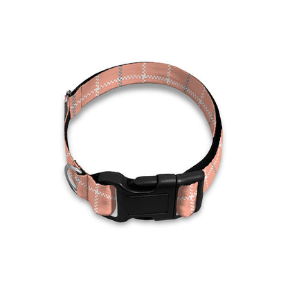 Pastel Orange Tattersall Pattern Print Dog Collar