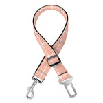 Pastel Orange Tattersall Pattern Print Dog Seat Belt