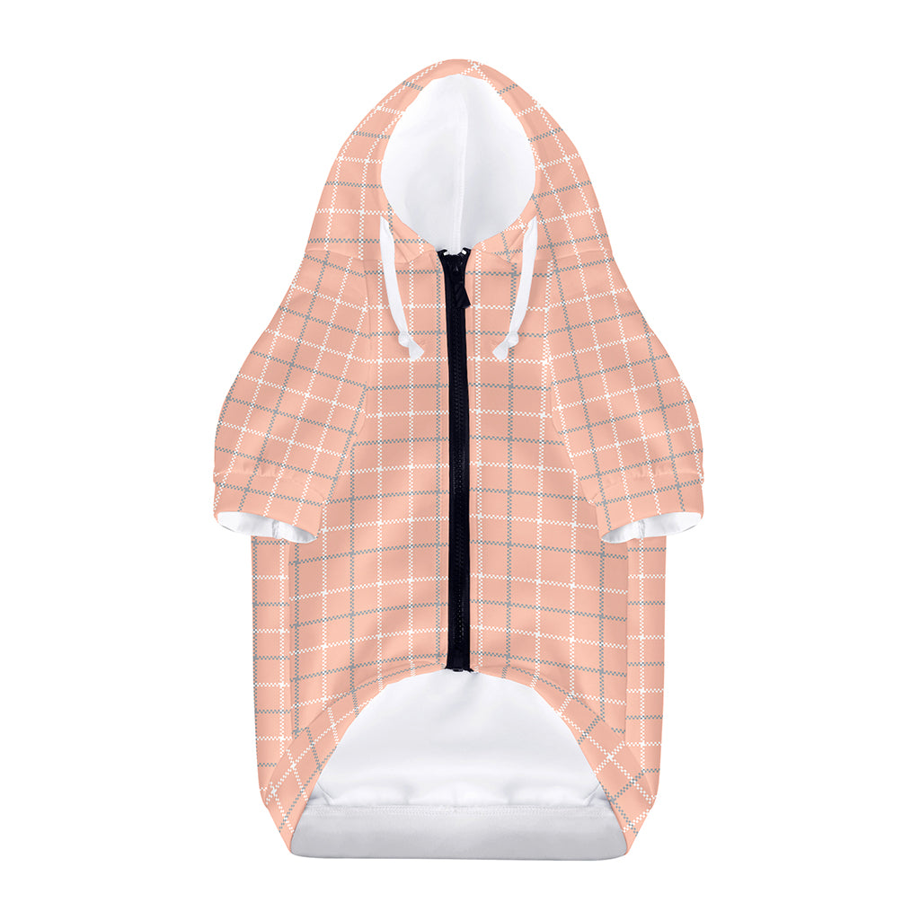 Pastel Orange Tattersall Pattern Print Dog Zip Up Hoodie