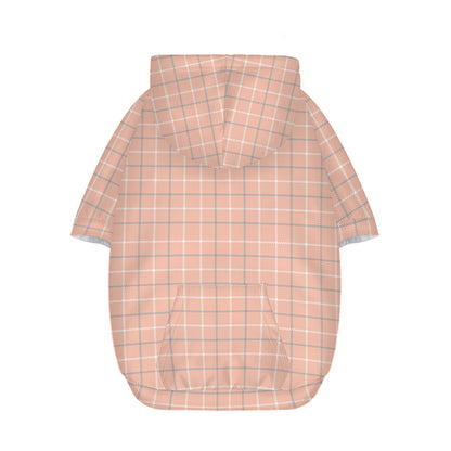 Pastel Orange Tattersall Pattern Print Dog Zip Up Hoodie