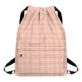 Pastel Orange Tattersall Pattern Print Drawstring Backpack