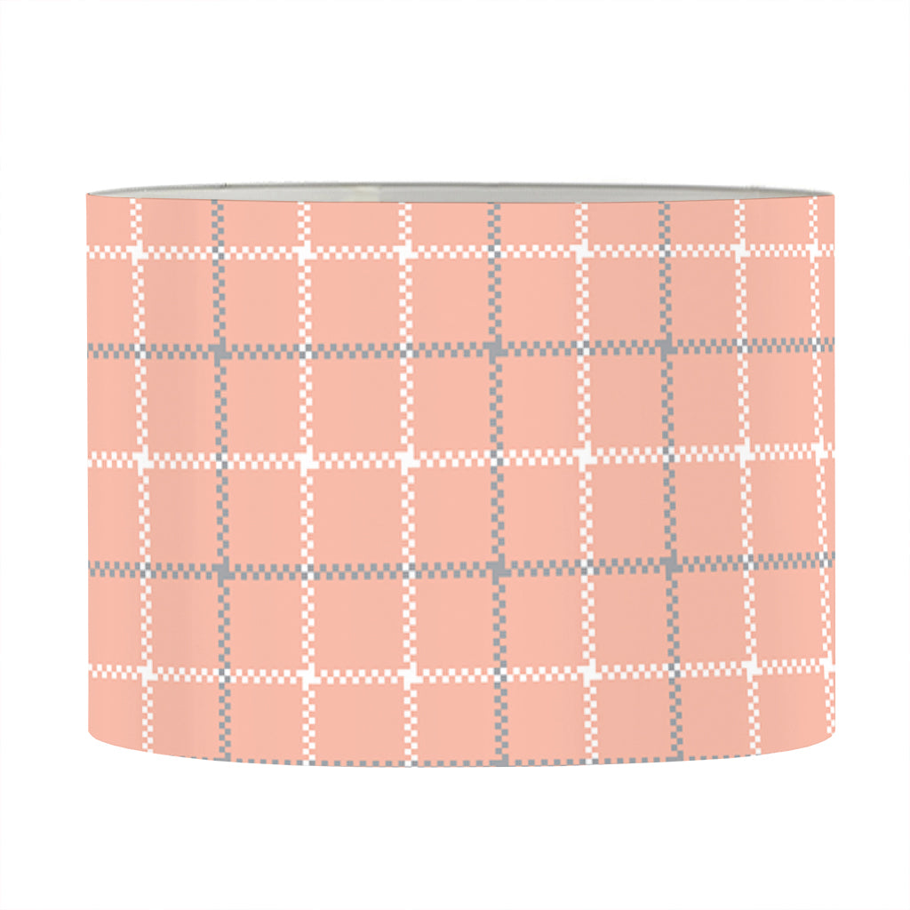 Pastel Orange Tattersall Pattern Print Drum Lamp Shade