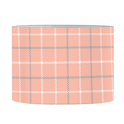 Pastel Orange Tattersall Pattern Print Drum Lamp Shade