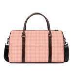 Pastel Orange Tattersall Pattern Print Duffle Bag