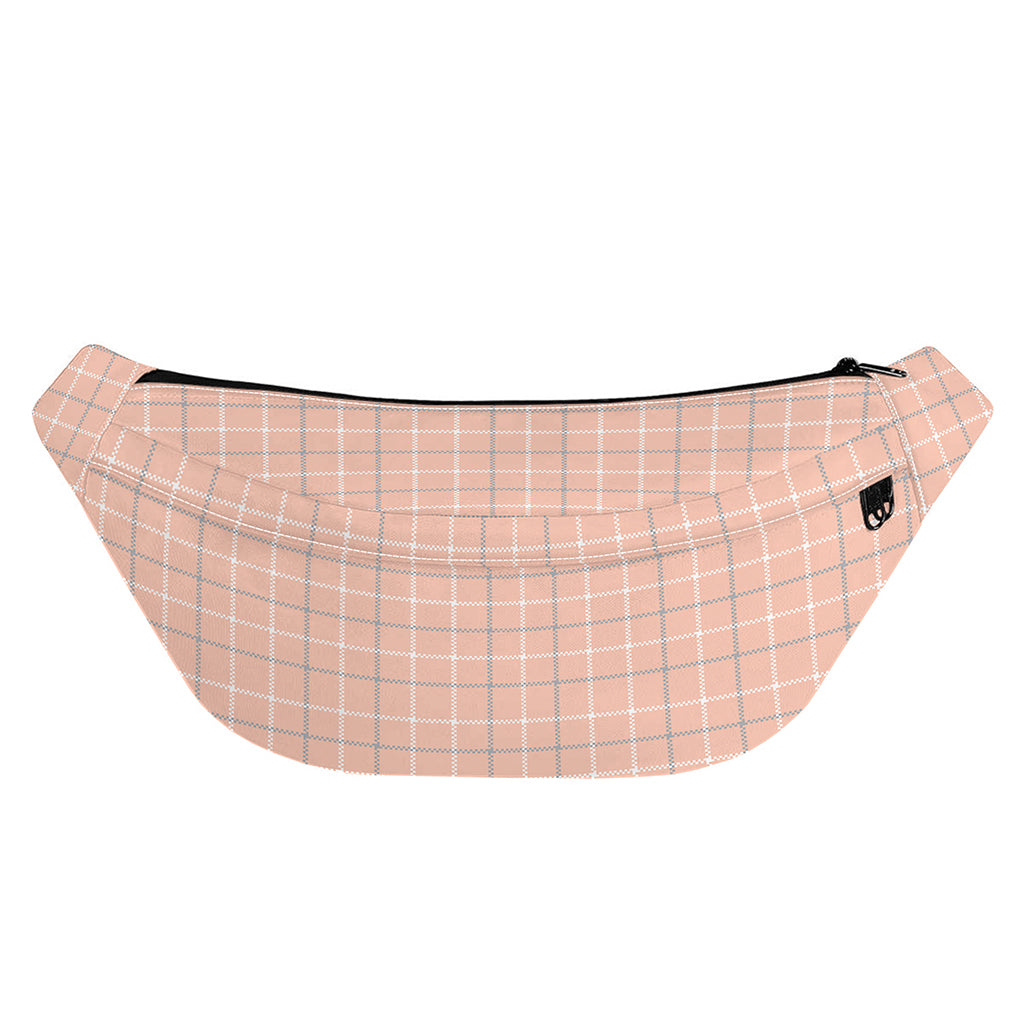 Pastel Orange Tattersall Pattern Print Fanny Pack