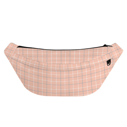Pastel Orange Tattersall Pattern Print Fanny Pack