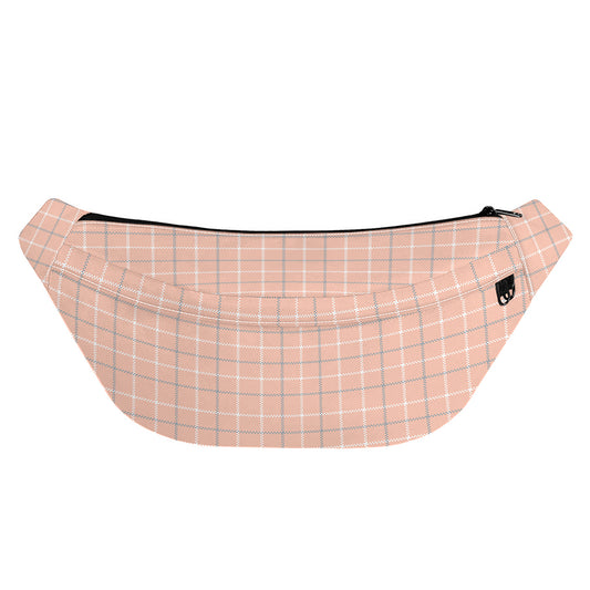 Pastel Orange Tattersall Pattern Print Fanny Pack