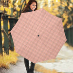 Pastel Orange Tattersall Pattern Print Foldable Umbrella