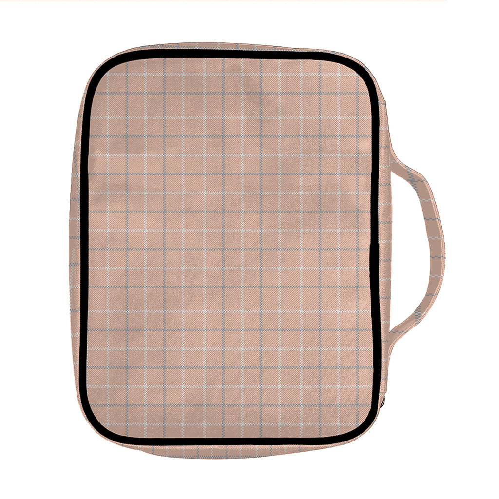 Pastel Orange Tattersall Pattern Print Front Pocket Bible Bag