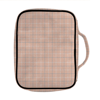 Pastel Orange Tattersall Pattern Print Front Pocket Bible Bag
