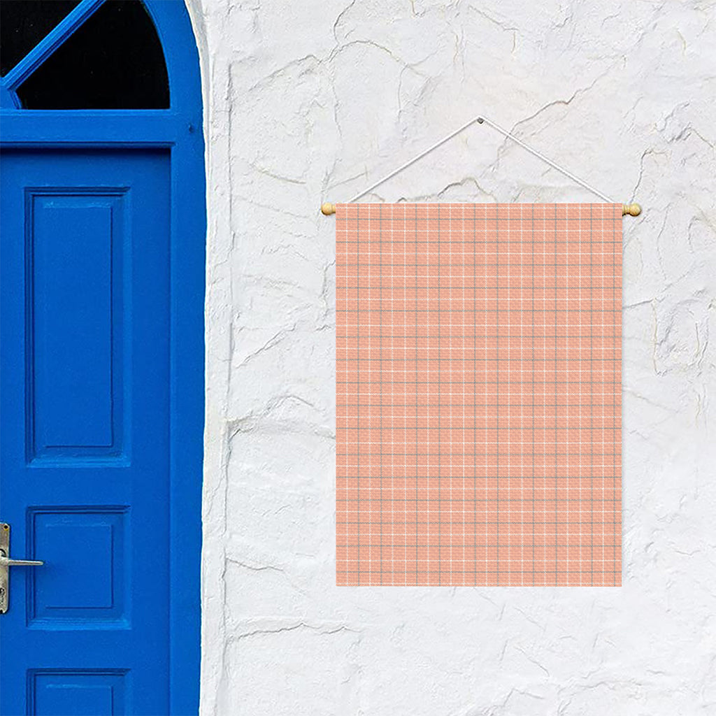 Pastel Orange Tattersall Pattern Print Garden Flag