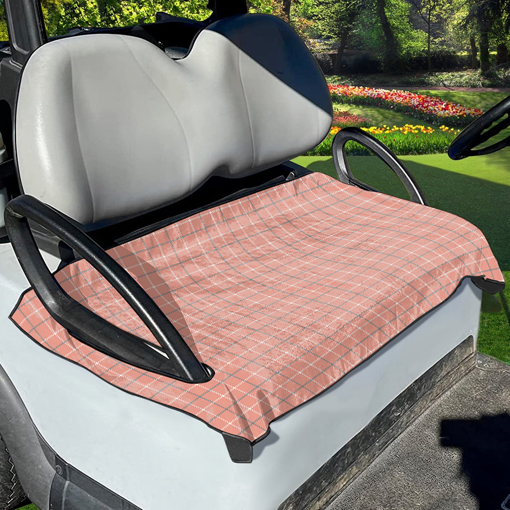 Pastel Orange Tattersall Pattern Print Golf Cart Seat Cover
