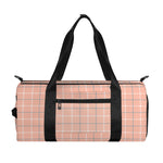 Pastel Orange Tattersall Pattern Print Gym Bag