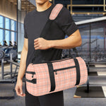 Pastel Orange Tattersall Pattern Print Gym Bag