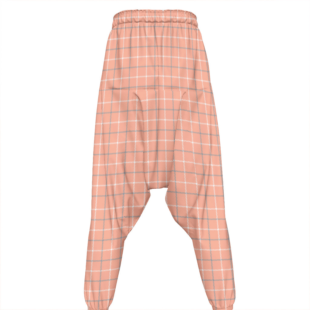 Pastel Orange Tattersall Pattern Print Hammer Pants