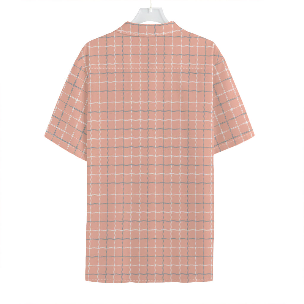 Pastel Orange Tattersall Pattern Print Hawaiian Shirt