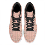 Pastel Orange Tattersall Pattern Print High Top Leather Sneakers