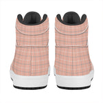 Pastel Orange Tattersall Pattern Print High Top Leather Sneakers