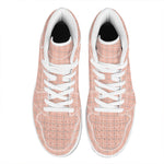 Pastel Orange Tattersall Pattern Print High Top Leather Sneakers
