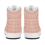 Pastel Orange Tattersall Pattern Print High Top Leather Sneakers