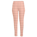 Pastel Orange Tattersall Pattern Print High-Waisted Pocket Leggings