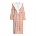 Pastel Orange Tattersall Pattern Print Hooded Bathrobe