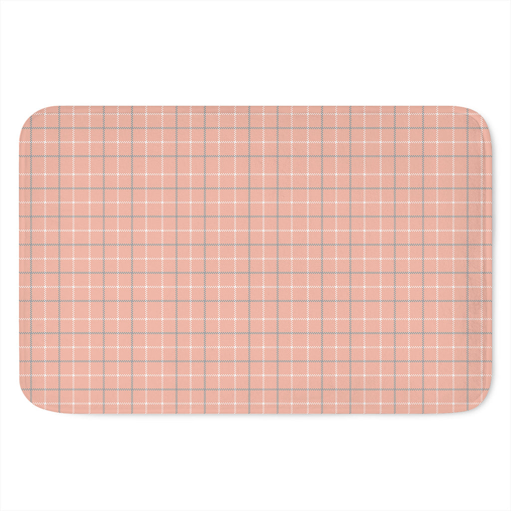 Pastel Orange Tattersall Pattern Print Indoor Door Mat