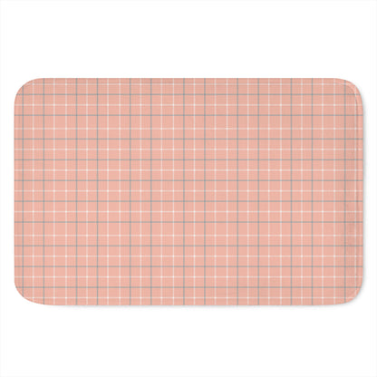 Pastel Orange Tattersall Pattern Print Indoor Door Mat