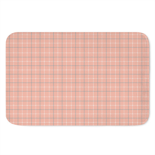 Pastel Orange Tattersall Pattern Print Indoor Door Mat