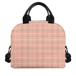 Pastel Orange Tattersall Pattern Print Insulated Lunch Bag
