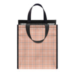 Pastel Orange Tattersall Pattern Print Insulated Lunch Tote