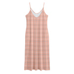 Pastel Orange Tattersall Pattern Print Jersey Midi Cami Dress