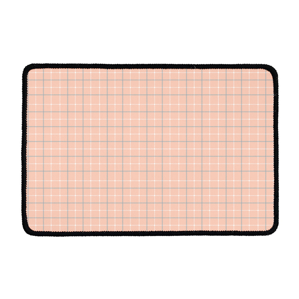 Pastel Orange Tattersall Pattern Print Kitchen Mat