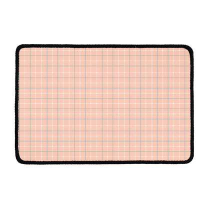 Pastel Orange Tattersall Pattern Print Kitchen Mat