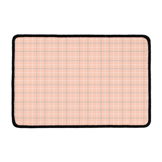 Pastel Orange Tattersall Pattern Print Kitchen Mat