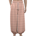 Pastel Orange Tattersall Pattern Print Lantern Pants